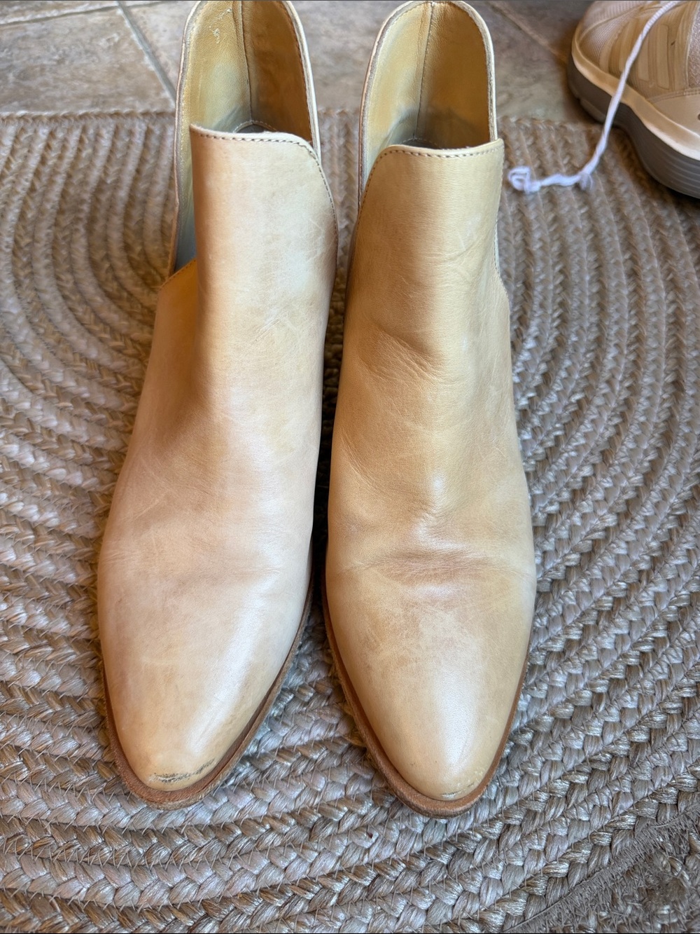 Free People Tan Leather Pointed Ankle Booties
